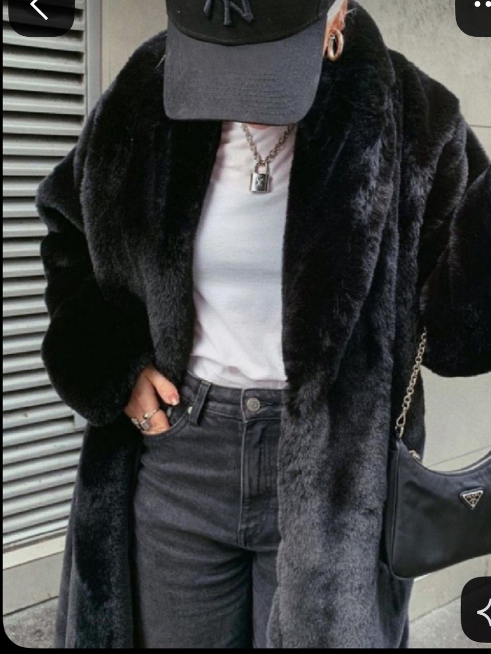 Black Faux Fur Coat - Women's luxe Teddy Plush Jacket oversized long